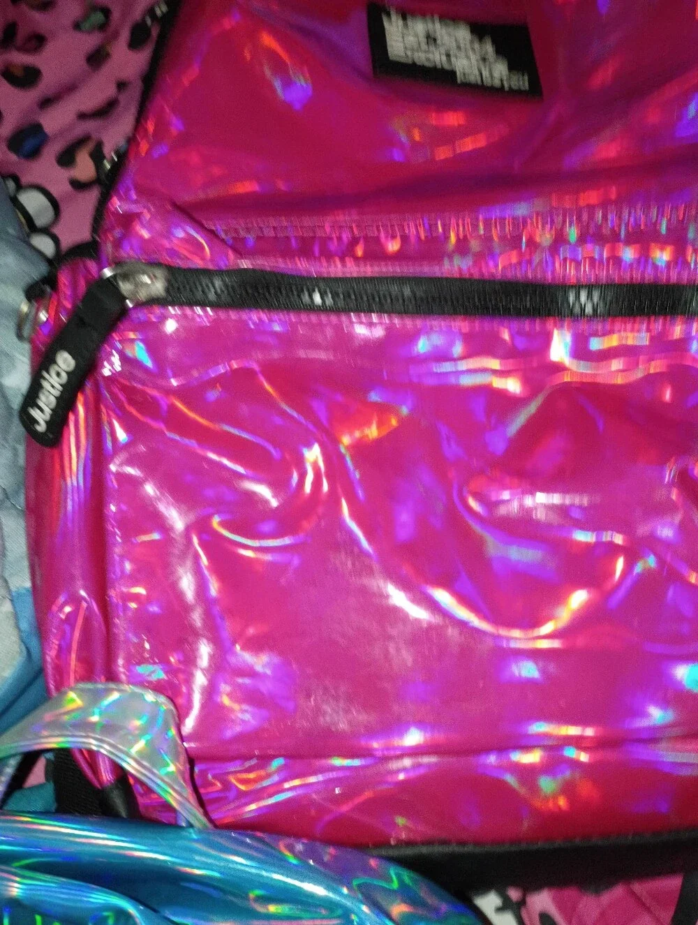 3 Justice Pink Holographic, Mermaid Sequin, & Denim Stars 3 Book Bag Bunder